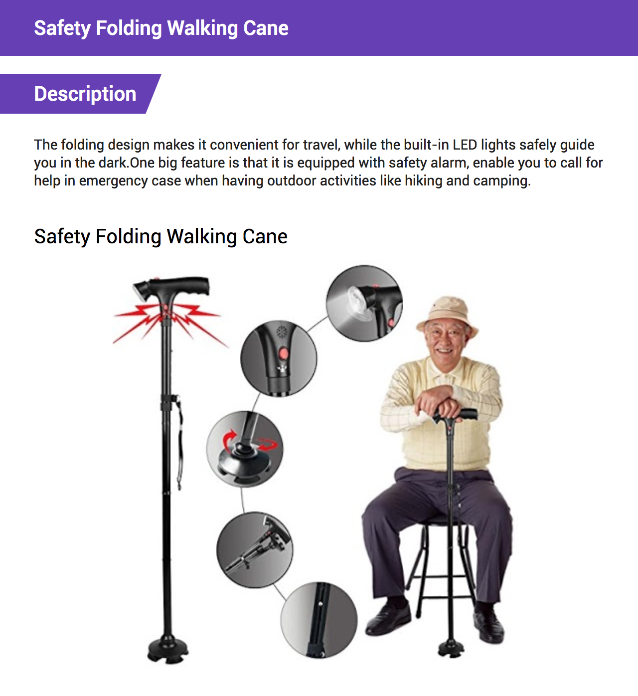 Safety Folding Walking Cane